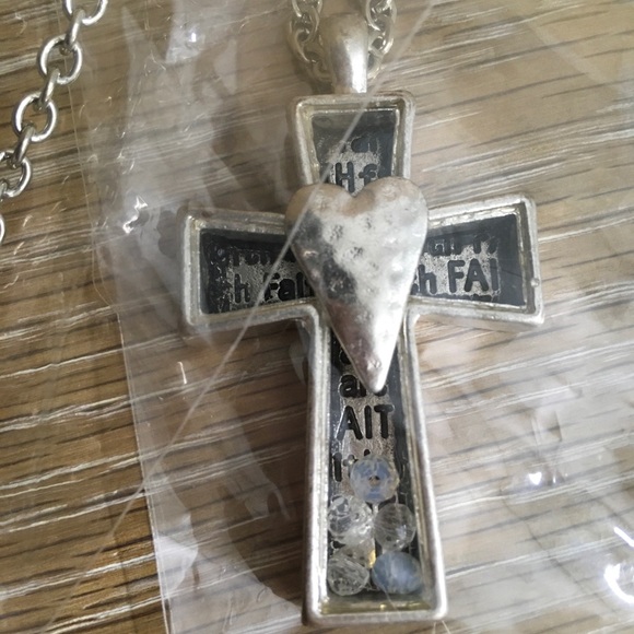 Silver Philosophical Cross Necklace & Drop Earring - Picture 2 of 11